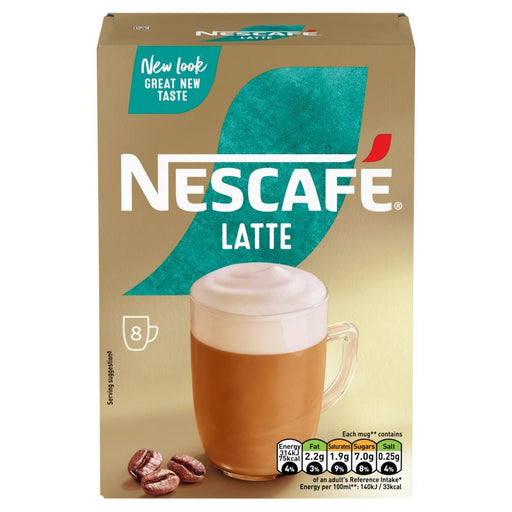 Nescafe Latte Instant Coffee 8 x 18g Sachets (Case of 6) - BritishGram.com