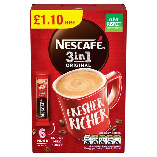 Nescafe Original 3in1 Instant Coffee 6 Sachets, 17g (Box of 11) - BritishGram.com