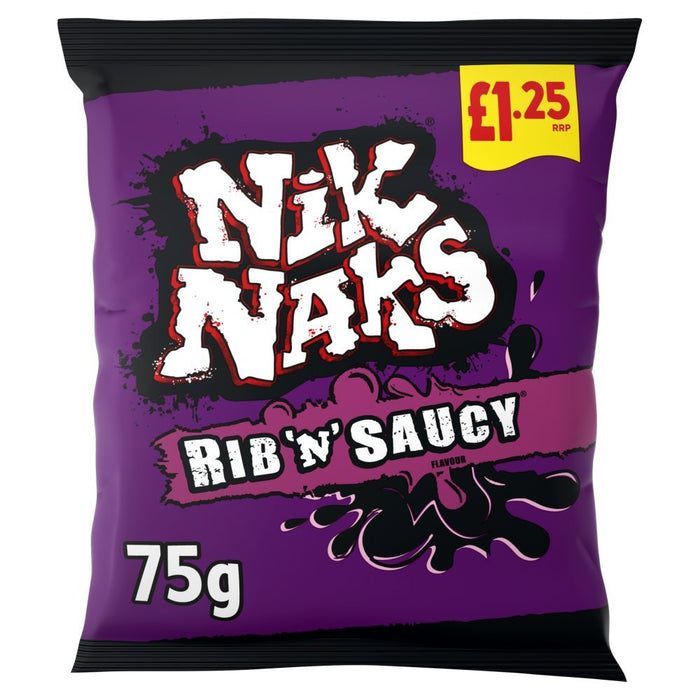 Nik Naks Rib 'N' Saucy, 75g (Box of 20) - BritishGram.com