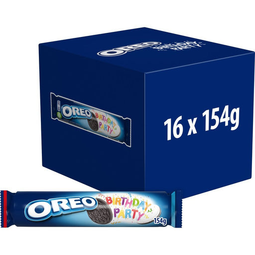 Oreo Birthday Party Sandwich Biscuit 154g (Box of 16) - BritishGram.com
