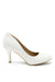 PAOLA MID HIGH HEEL COURT PUMP SHOES WITH POINTED TOE IN WHITE FAUX LEATHER - BritishGram.com