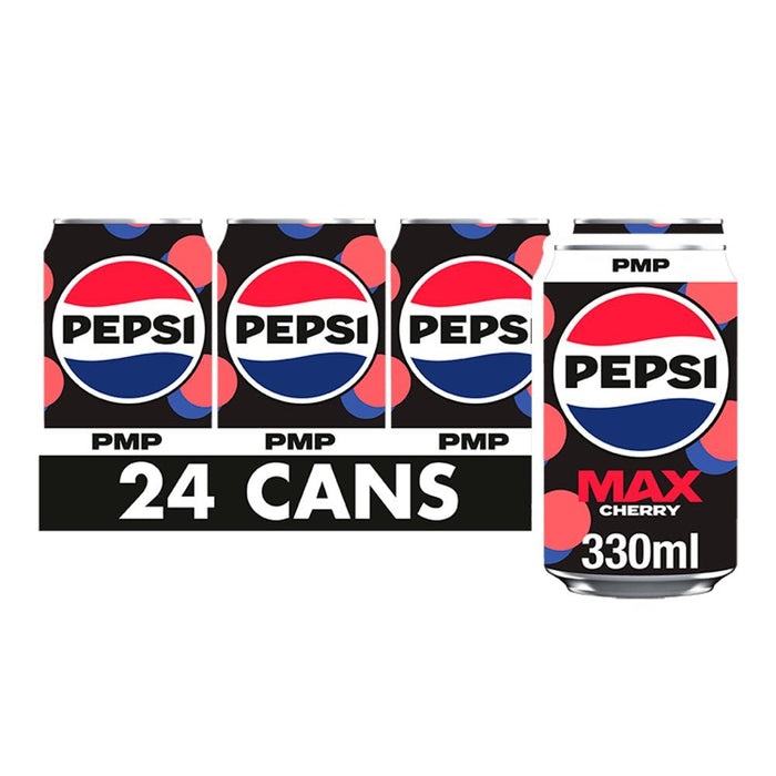 Pepsi Max Cherry No Sugar PMP 330ml (Case of 24) - BritishGram.com
