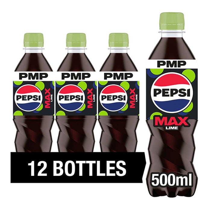 Pepsi Max Lime No Sugar PMP 500ml (Case of 12) - BritishGram.com