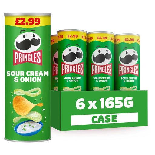 Pringles Sour Cream & Onion Crisps PMP 165g (Case of 6) - BritishGram.com