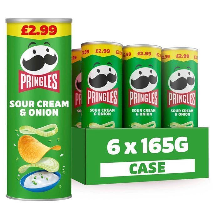 Pringles Sour Cream & Onion Crisps PMP 165g (Case of 6) - BritishGram.com