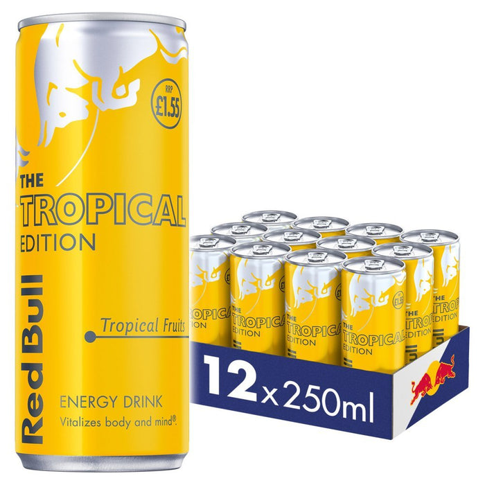 Red Bull Energy Drink, Tropical Edition PMP 250ml (Case of 12) - BritishGram.com