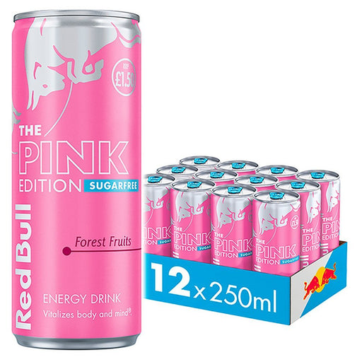 Red Bull The Pink Edition Sugarfree Forest Fruits Energy Drink 250ml (Case of 12) - BritishGram.com