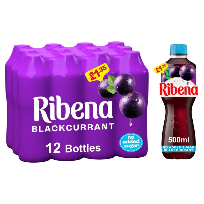 Ribena Blackcurrant NO ADDED SUGAR Juice Drink 500ml (Case of 12) - BritishGram.com