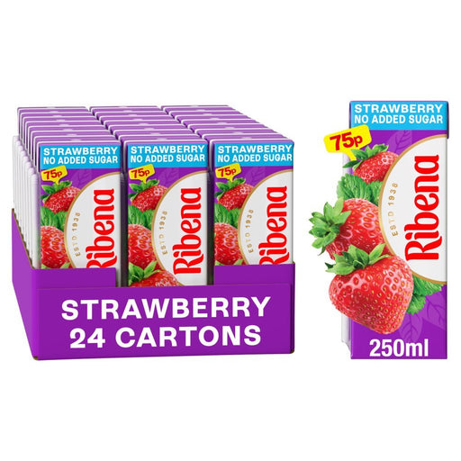 Ribena No Added Sugar Strawberry Juice Drink Carton 250ml (Case of 24) - BritishGram.com
