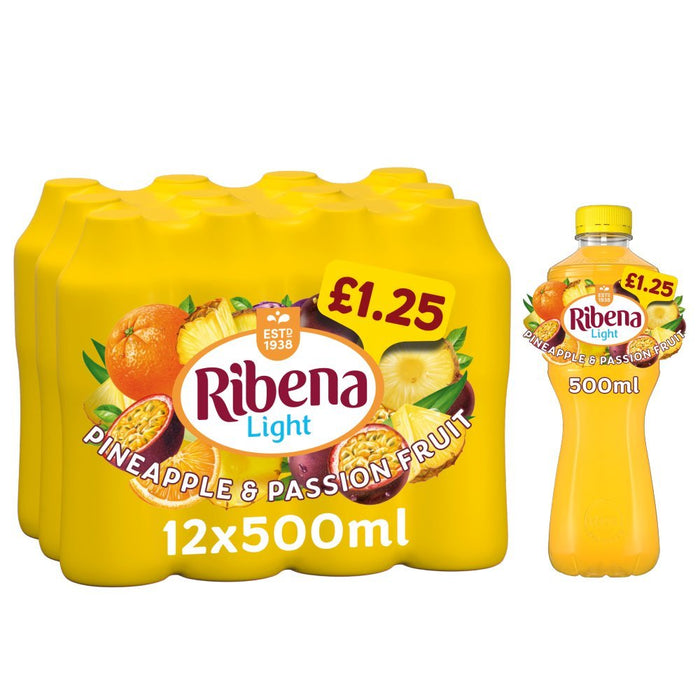 Ribena Pineapple & Passion Fruit Juice Drink No Added Sugar 500ml (Case of 12) - BritishGram.com