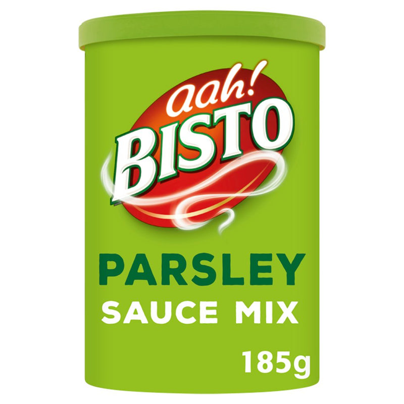 Bisto parsley sauce mix container on a white background