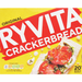 Ryvita Crackerbread packaging with a yellow background and visible crackers.