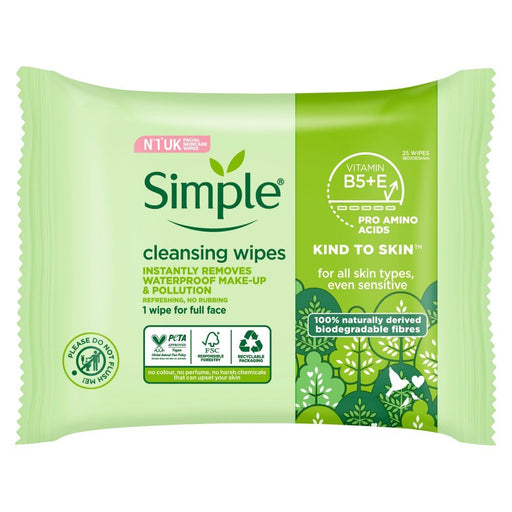 Simple Kind To Skin Cleansing Facial Wipes 25 Pieces (Case of 6) - BritishGram.com
