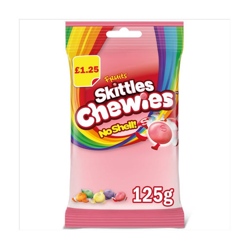 Skittles Chewies Vegan Sweets Fruit Flavoured Treat Bag 125g (Box of 12) - BritishGram.com
