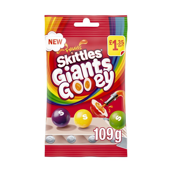 Skittles Giants Gooey Sweets Fruits Treat Bag PMP 109g (Box of 14) - BritishGram.com