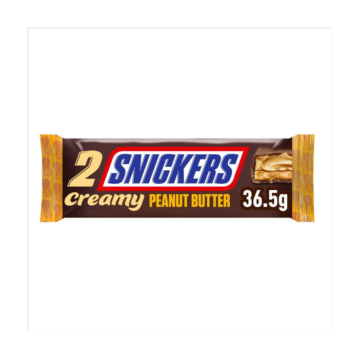 Snickers Creamy Peanut Nut Butter Chocolate Duo Bar, 36.5g (Box of 24) - BritishGram.com
