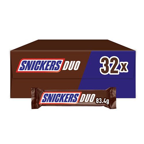 Snickers Milk Chocolate Bar Duo 83.4g (Box of 32) - BritishGram.com