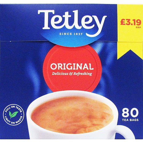 Tetley Original 80 Tea Bags 250g (Case of 6) - BritishGram.com