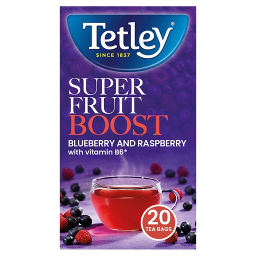 Tetley Super Fruits Boost Blueberry and Raspberry 20 Tea Bags - BritishGram.com