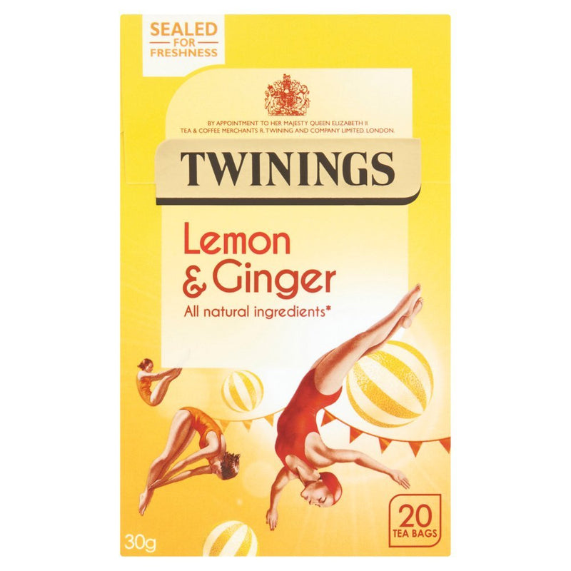 Twinings Lemon & Ginger 20 Tea Bags 30g - BritishGram.com