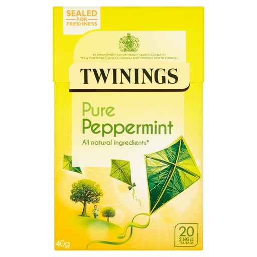 Twinings Pure Peppermint 20 Single Tea Bags 40g (Case of 4) - BritishGram.com