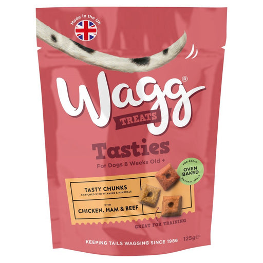 Wagg Treats Tasty Chunks Chicken, Ham & Beef 125g (Case of 7) - BritishGram.com