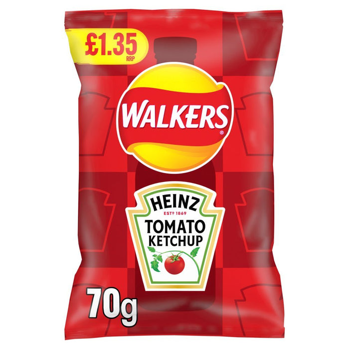 Walkers Heinz Tomato Ketchup Sharing Crisps 70g (Box of 18) - BritishGram.com