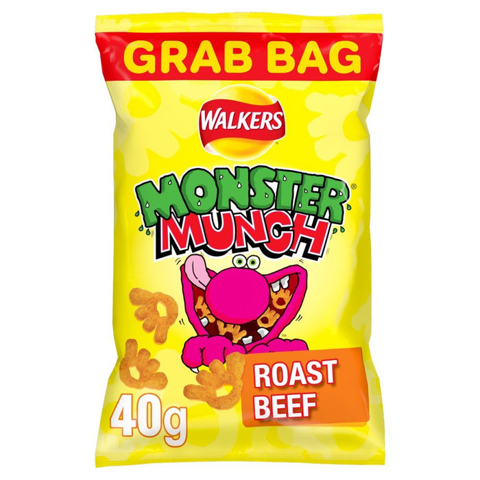 Walkers Monster Munch Roast Beef Snacks Crisps 40g (Box of 35) - BritishGram.com