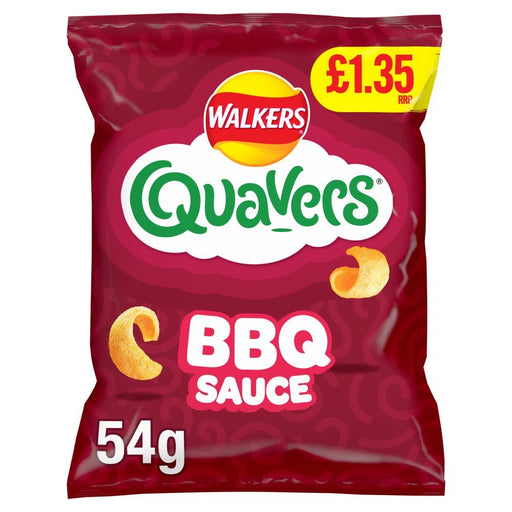 Walkers Quavers BBQ Sauce Snacks Crisps PMP 54g (Box of 18) - BritishGram.com