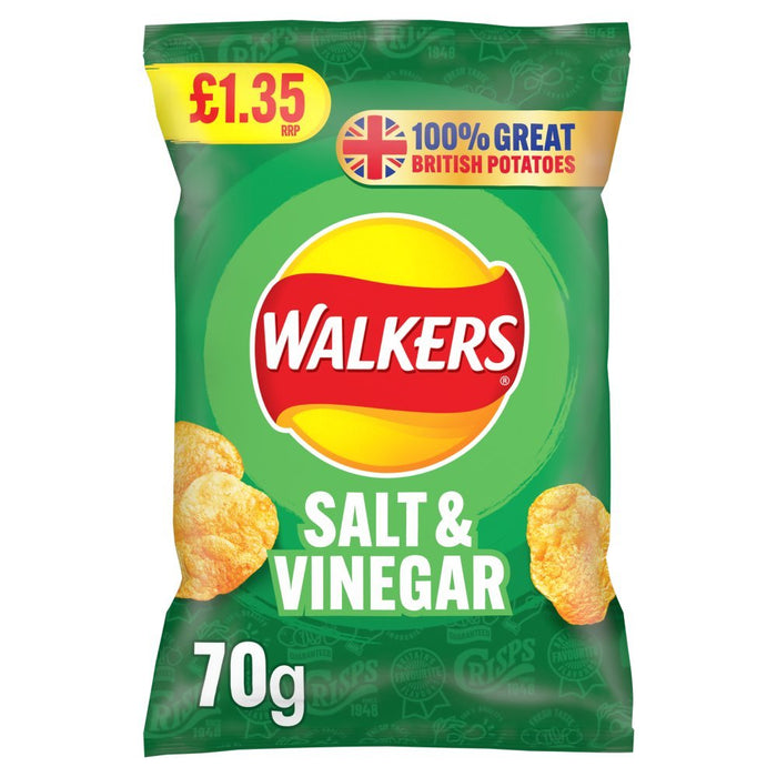 Walkers Salt & Vinegar Crisps, 70g (Box of 15) - BritishGram.com