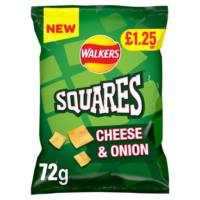 Walkers Squares Cheese and Onion Snacks 72g (Box of 18) - BritishGram.com