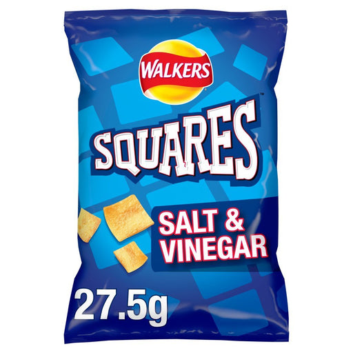 Walkers Squares Salt & Vinegar Snacks Crisps 27.5g (Box of 32) - BritishGram.com