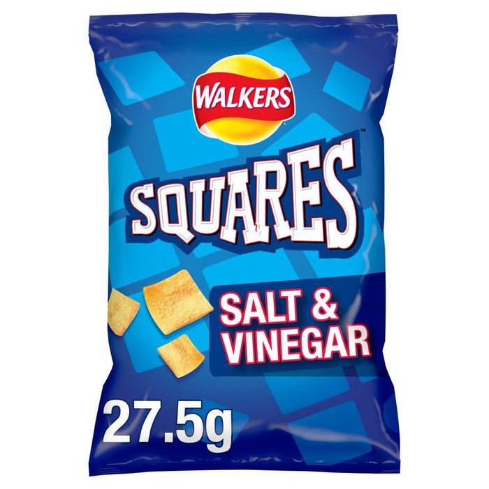 Walkers Squares Salt & Vinegar Snacks Crisps 27.5g (Box of 32) - BritishGram.com