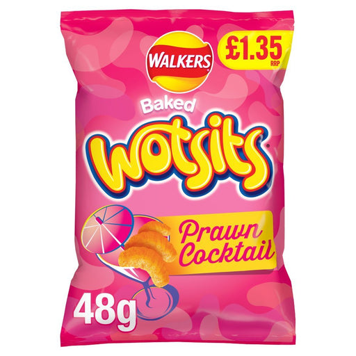 Walkers Wotsits Prawn Cocktail Crisps 48g (Box of 18) - BritishGram.com