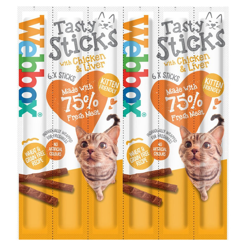 Webbox Tasty Sticks with Chicken & Liver 6 Semi - Moist Tasty Treats 30g (Case of 12) - BritishGram.com