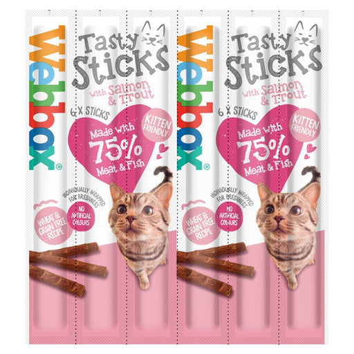Webbox Tasty Sticks with Salmon & Trout 6 Semi - Moist Tasty Treats 30g (Case of 12) - BritishGram.com