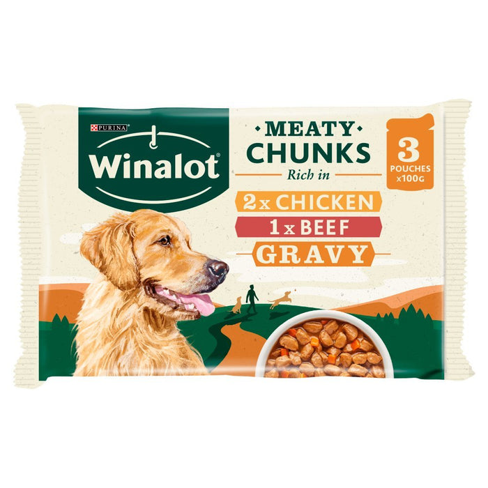 Winalot Meaty Chunks in Gravy 3x100g (Case of 12) - BritishGram.com