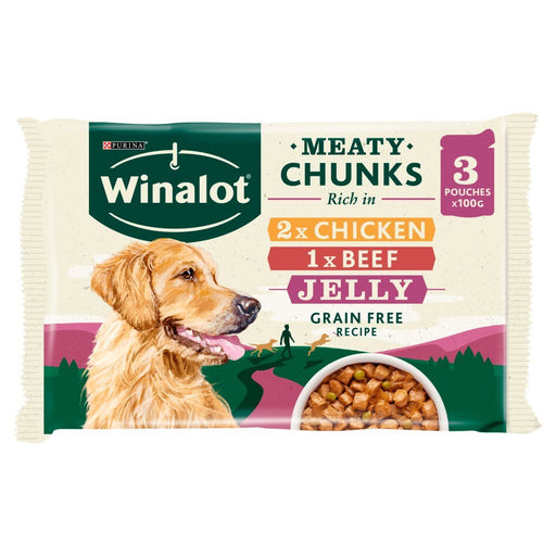 Winalot Meaty Chunks in Jelly 3x100g (Case of 12) - BritishGram.com