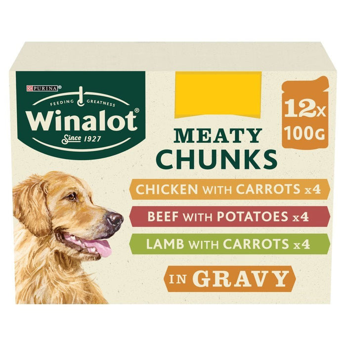 Winalot Meaty Chunks Mixed in Gravy PMP 12x100g (Case of 4) - BritishGram.com