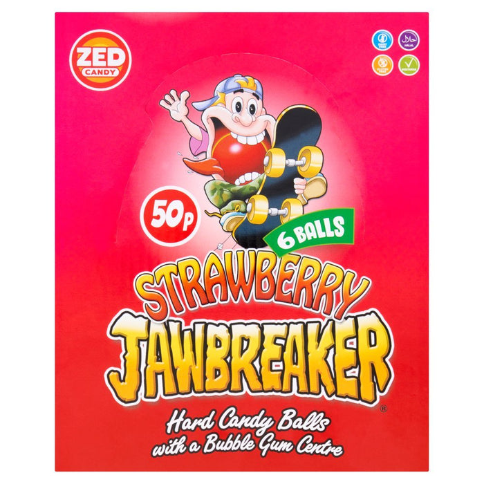Zed Candy 6 Strawberry Jawbreaker Balls 49.5g (Case of 24) - BritishGram.com