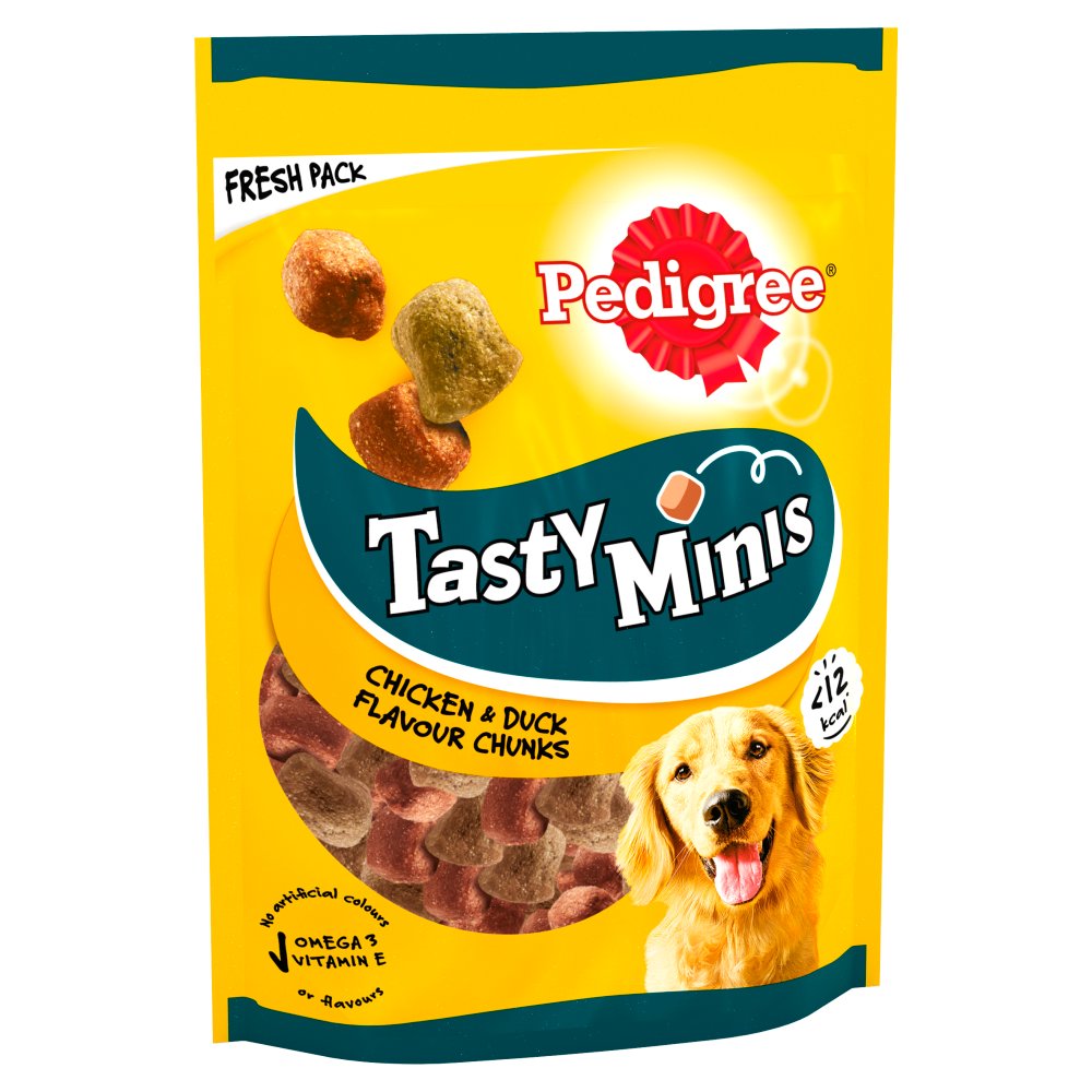 Pedigree Tasty Minis Adult Dog Treats Chewy Cubes with Chicken Duck 130g Case of 8