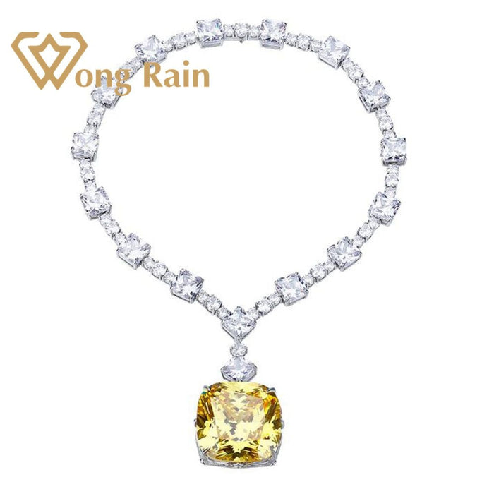 Buy 100% 925 Sterling Silver Created Moissanite Citrine Gemstone Wedding Cocktail Pendent Necklace Fine Jewelry Wholesale