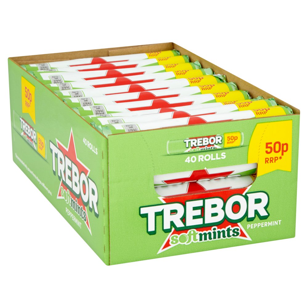 Trebor Softmints Peppermint Mints Roll, 44.9g (Box of 40) —