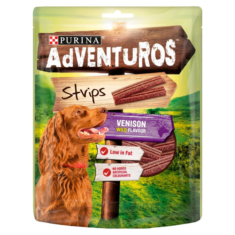 Adventuros Strips Dog Treat Venison Flavour, 90g (Case of 6) - BritishGram.com