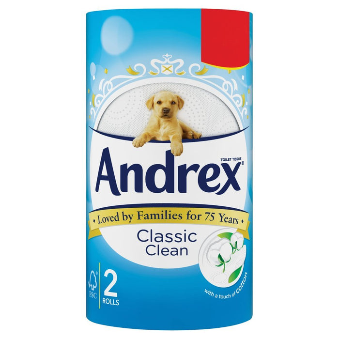 Andrex Classic Clean 2 Rolls (Case of 12) - BritishGram.com