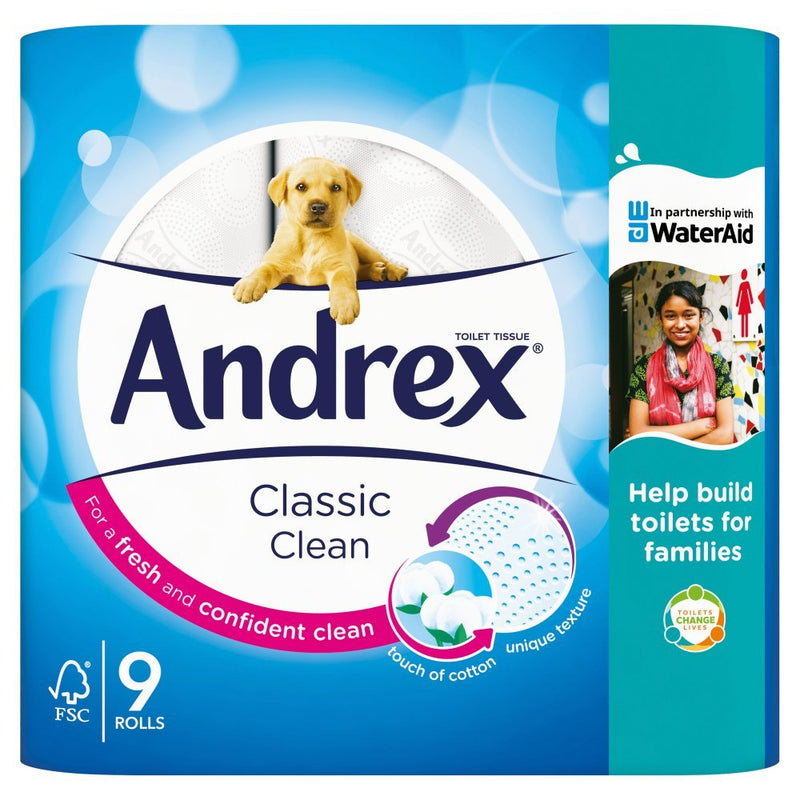 Andrex Classic Clean Case of 4 x 9 Rolls (Total 36 Toilet Rolls) - BritishGram.com