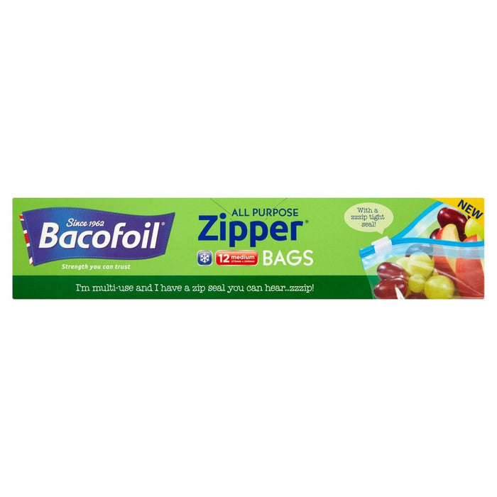 Bacofoil Zipper All Purpose Bags 12 x Medium - BritishGram.com