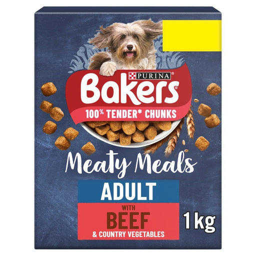 Bakers Meaty Meals Adult Tender Chunks with Tasty Beef PMP 1kg (Case of 5) - BritishGram.com