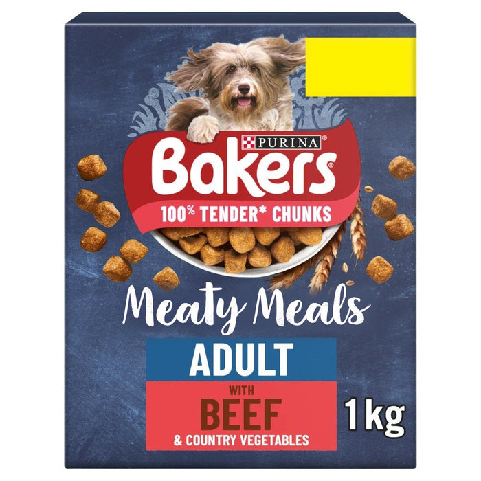 Bakers Meaty Meals Adult Tender Chunks with Tasty Beef PMP 1kg (Case of 5) - BritishGram.com