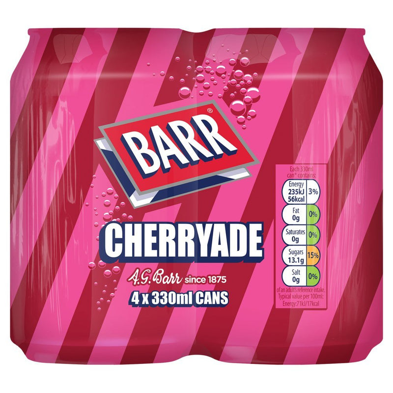 Barr Cherryade 4 x 330ml (Case of 6 Total 24 Cans) - BritishGram.com